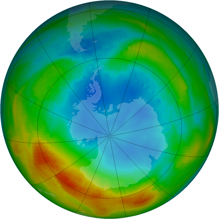 Antarctic ozone map for 03 August 1988